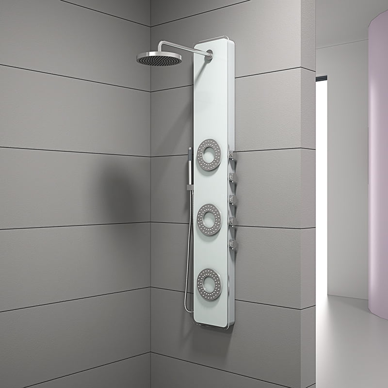White panited glass shower panel RL-P03