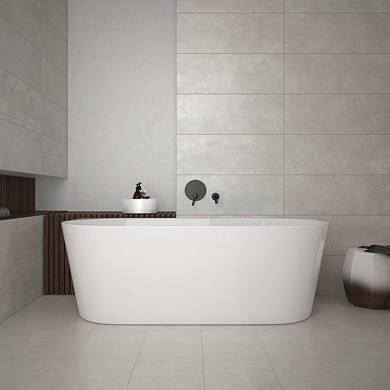 Simple white center drain freestanding bathtub modern style smooth surface RL-MF1223