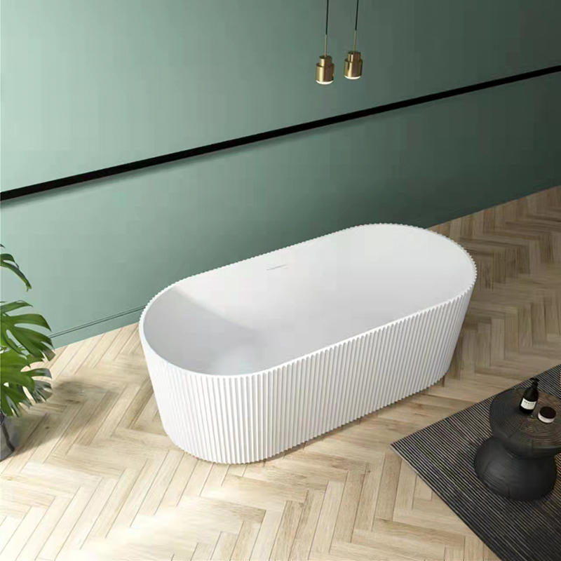 Oval acrylic non-slip freestanding soaking bathtub RL-MF1242