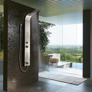 Stainless steel shower panel wall mounted with led light thermostatic faucet RL-P220