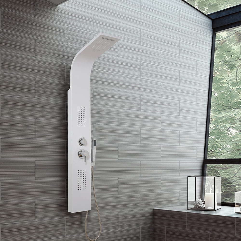White panitd aluminium shower panel with  waterfall  RL-P217-W