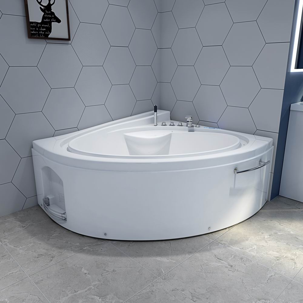 Corner Bath Massage Hot Tub Whirlpool Bathtub with Lights 1650x1480mm RL-615