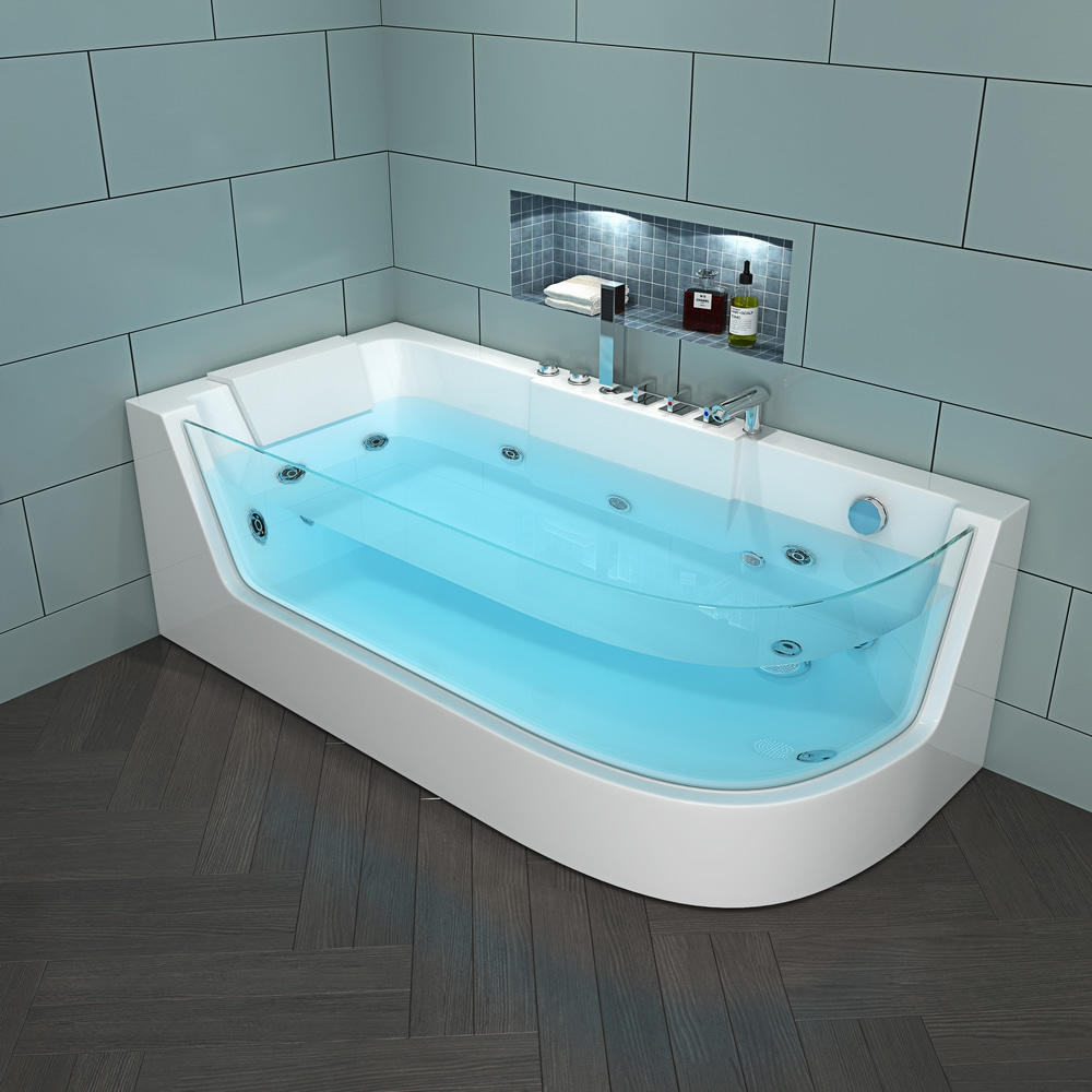 Acrylic right Skirt corner Whirlpool massage bathtub with pillow 1700x800mm RL-6135N-White pillow