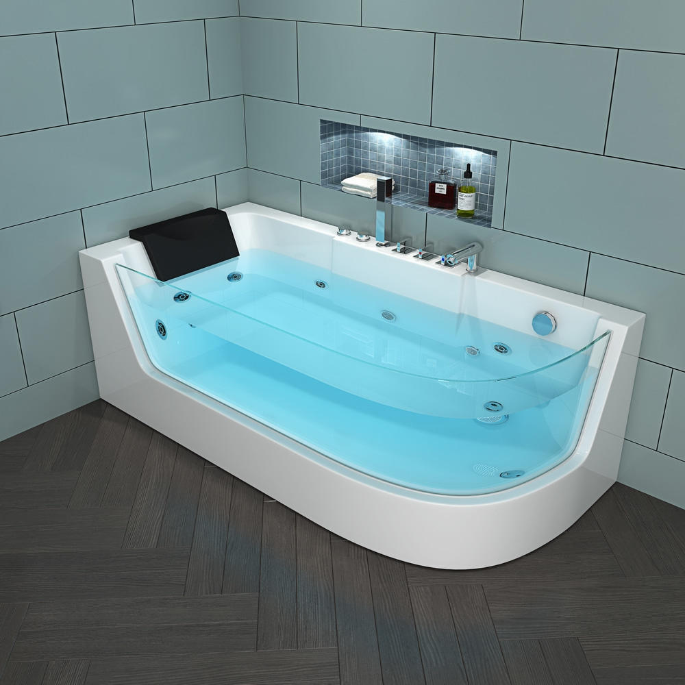Acrylic right Skirt corner Whirlpool massage bathtub with pillow 1700x800mm RL-6135N-Black pillow
