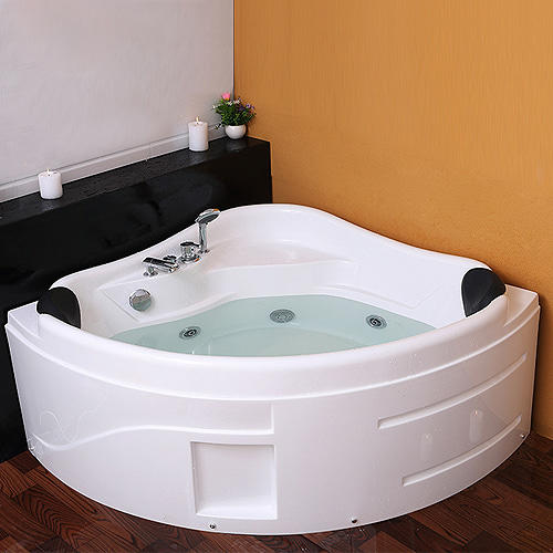 Two Person Triangle sector acrylic led light massage bathtub 1300x1300mm RL-6143