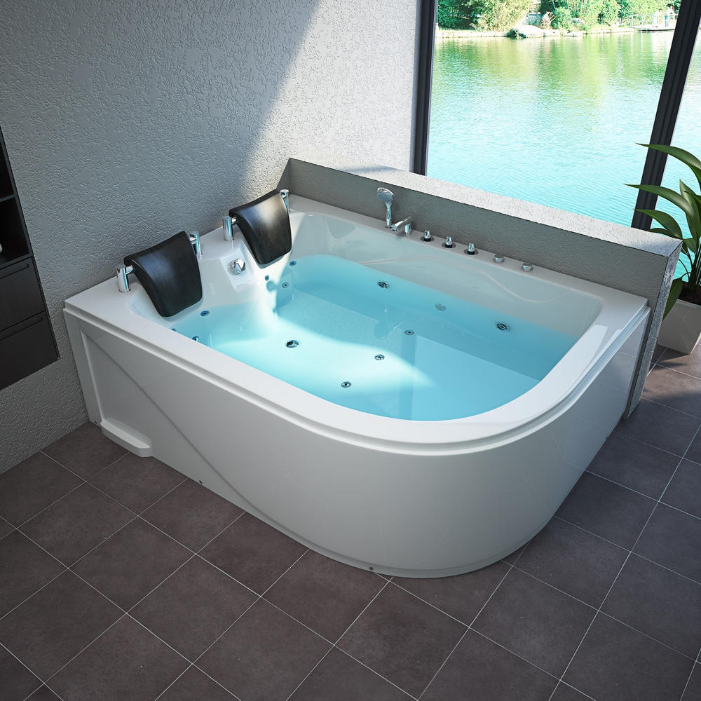 Black Acrylic 2 person whirlpool freestanding massage bathtub 1800x1200mm RL-6153-Sherry（Right）