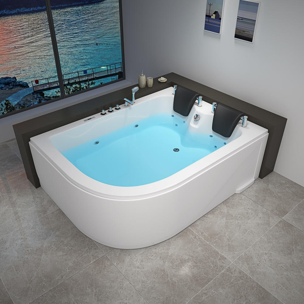 Black Acrylic 2 person whirlpool freestanding massage bathtub 1800x1200mm RL-6153-Jerry（Left）