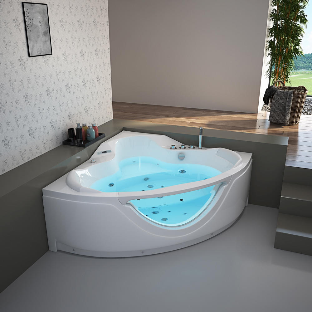 Corner acrylic hydromassage whirlpool massage bathtub for 2 people 1500x1500mm RL-6166