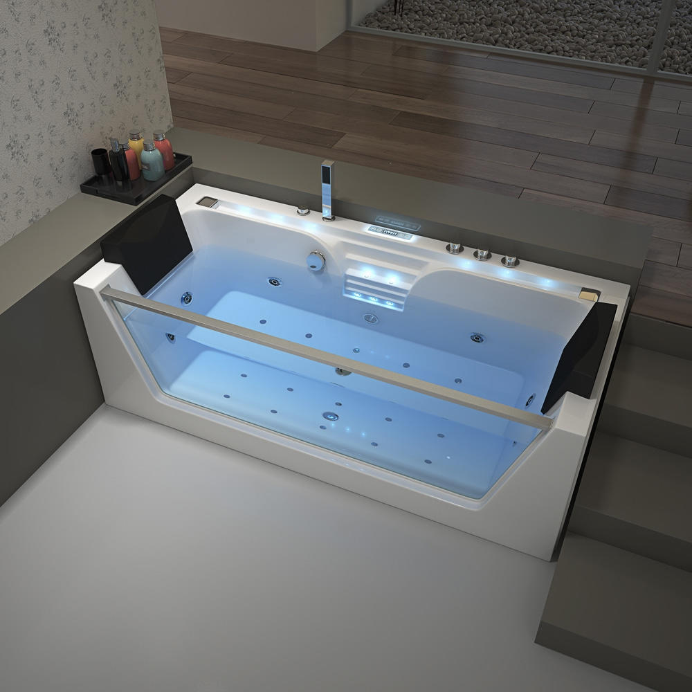 Glass square acrylic whirlpool massage soaking bathtub 1800x850mm RL-6182