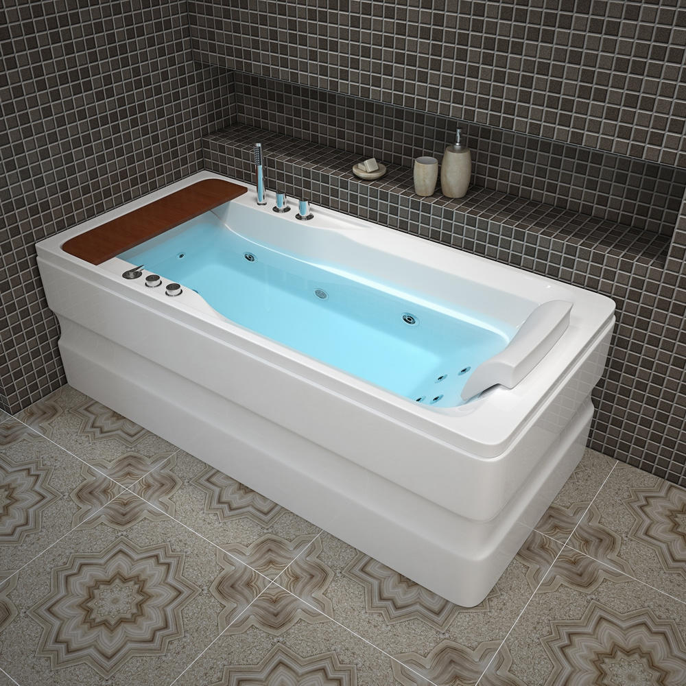 Rectangular Color Light Jet Whirlpool Massage Bath Tub 1500x800mm RL-8014（Right）