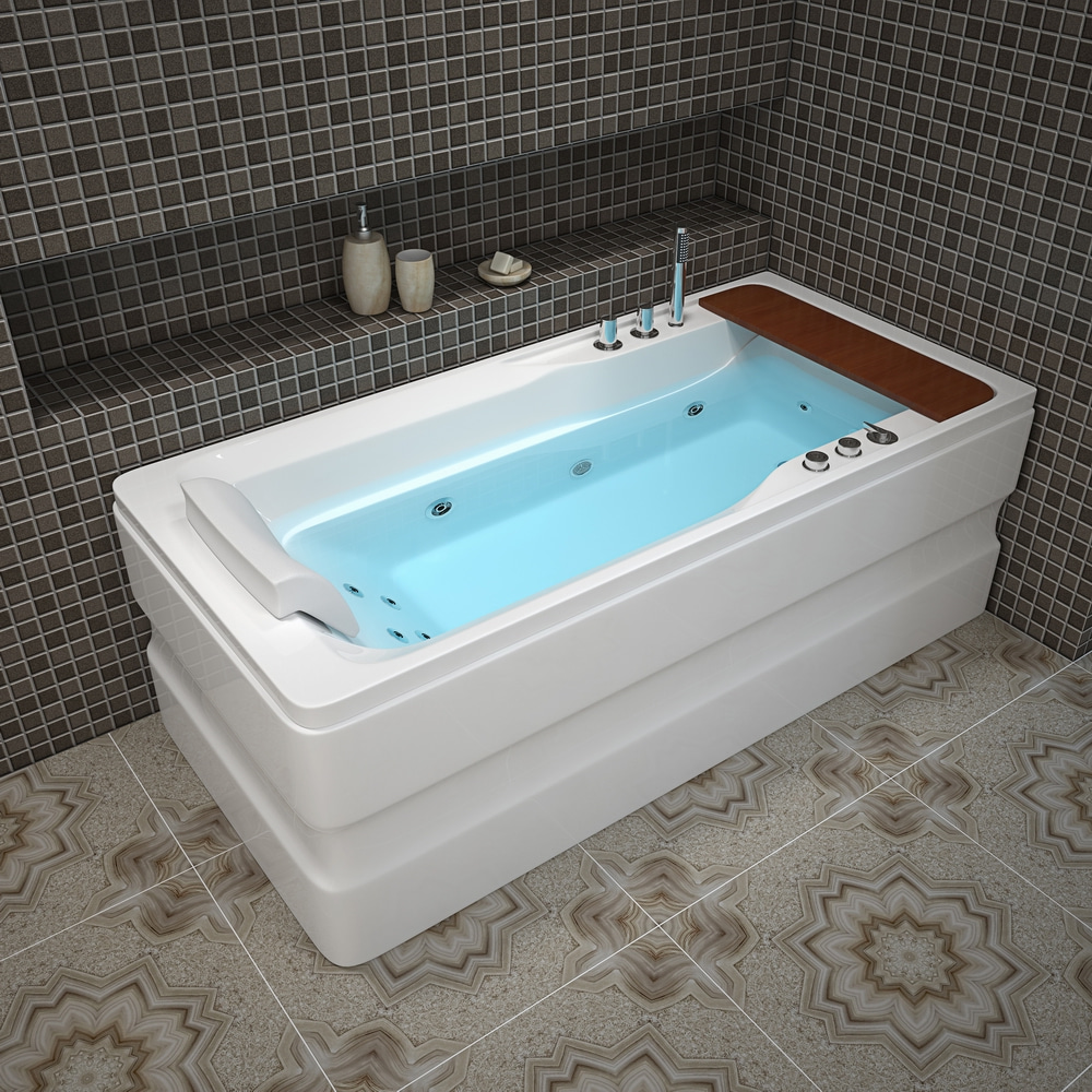 Rectangular Color Light Jet Whirlpool Massage Bath Tub 1500x800mm RL-8014（Left）