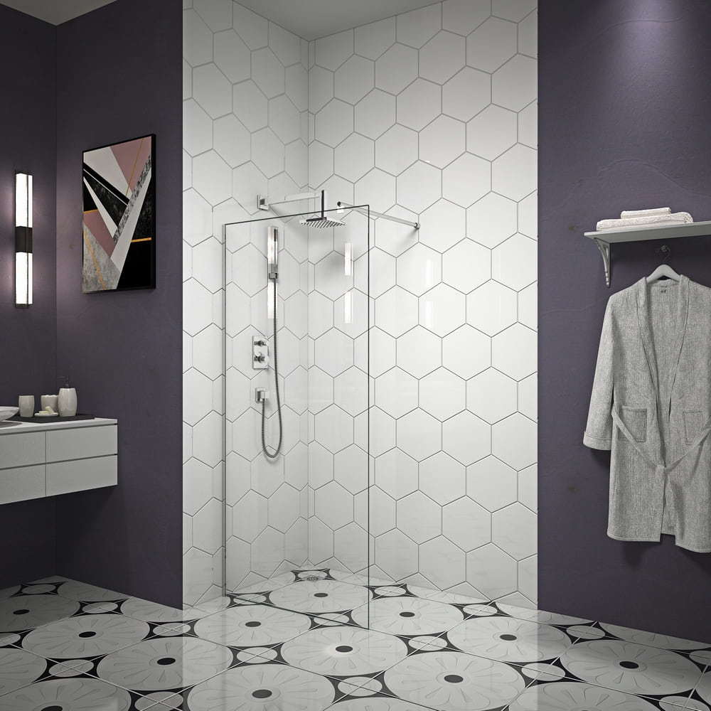 Partitioned corner glass shower room with no door with top shower RL-M12