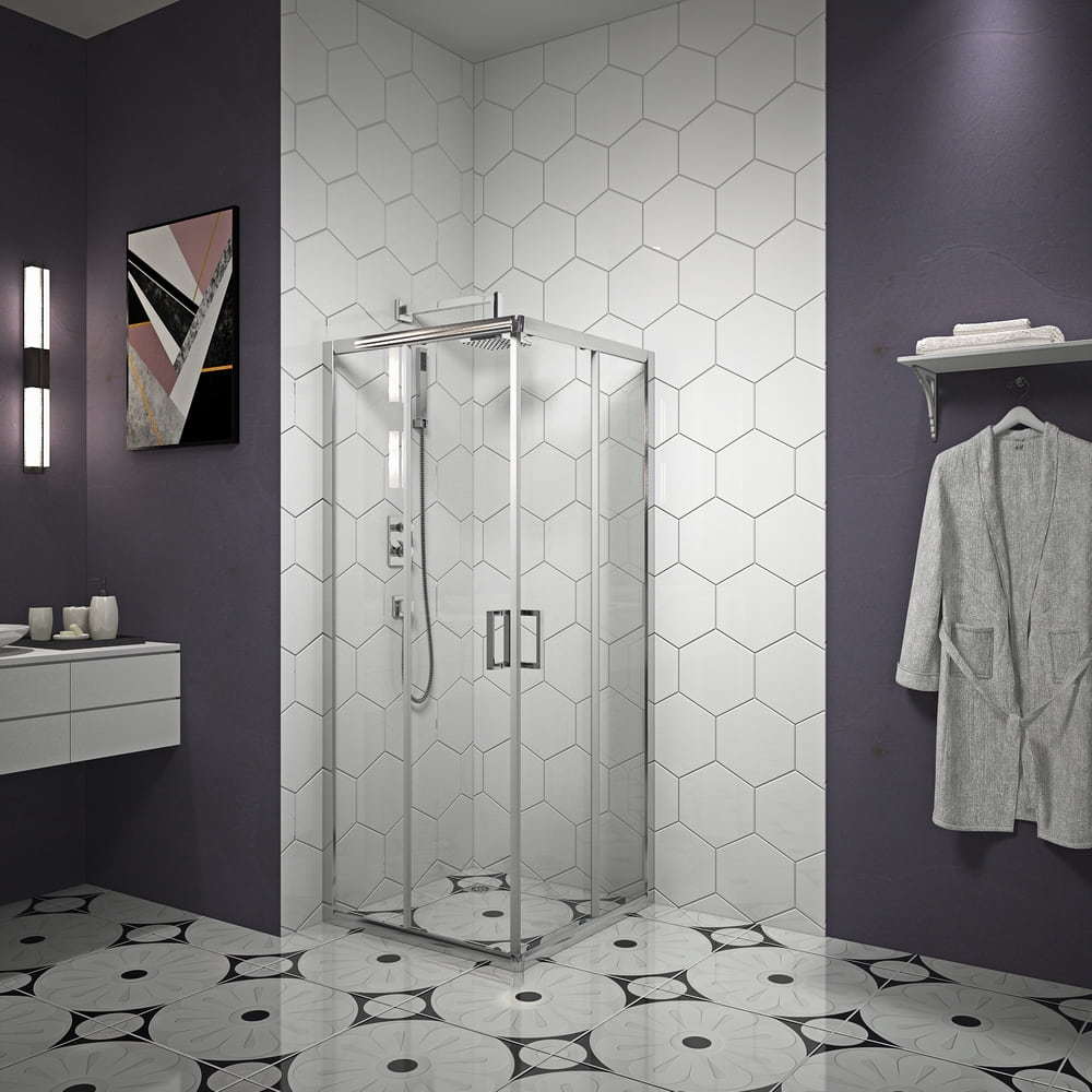 Hotel square waterproof glass shower room with double door aluminum door handles RL-A23