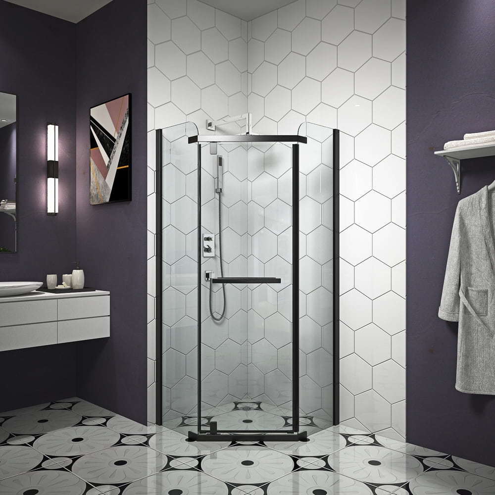 Diamond-shaped black aluminum frame bathroom shower cubicle RL-A29