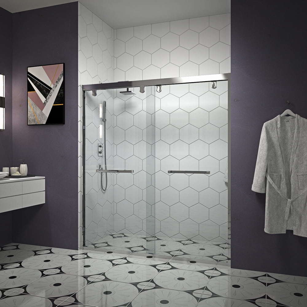 Silvery aluminum frame for partition shower with double sliding doors RL-A32