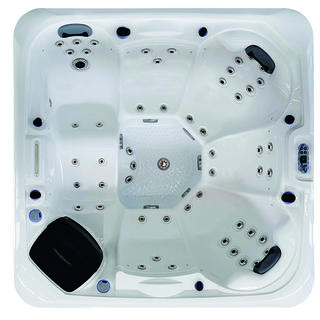 6 Person 57 Jets Acrylic Square Hot Tub in Gray RL-J400