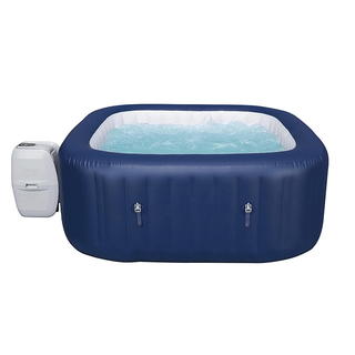 4 Person Square Portable Inflatable Outdoor Hot Tub Spa in Blue