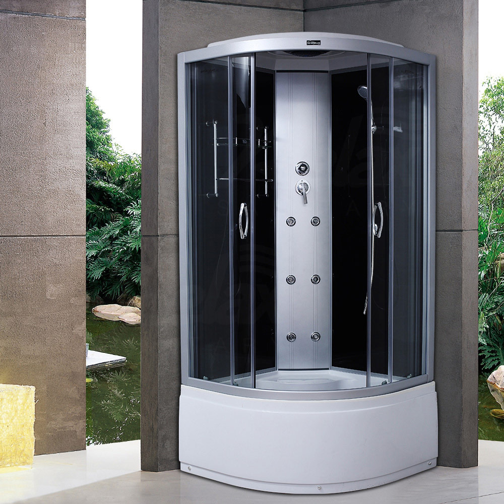 Transparent Sliding Glass Door Black Shower Cabin RL-C20