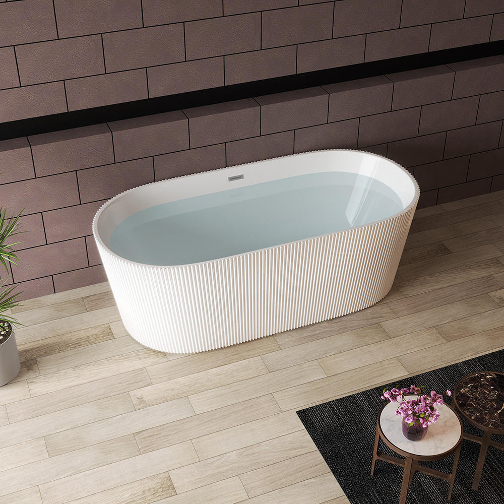 Oval acrylic non-slip freestanding soaking bathtub RL-MF1242